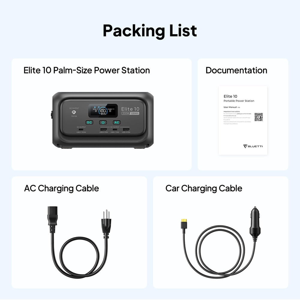 BLUETTI Elite 10 Mini Portable Power Station, 128Wh 200W Solar Generator