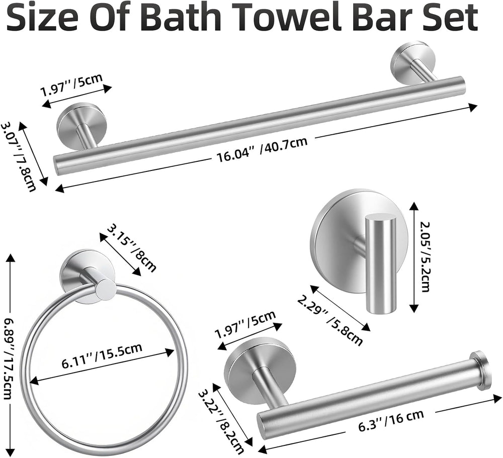 Brushed Nickel Bathroom Hardware Set 10 Pieces, Bathroom Towel Rack Holder Se...