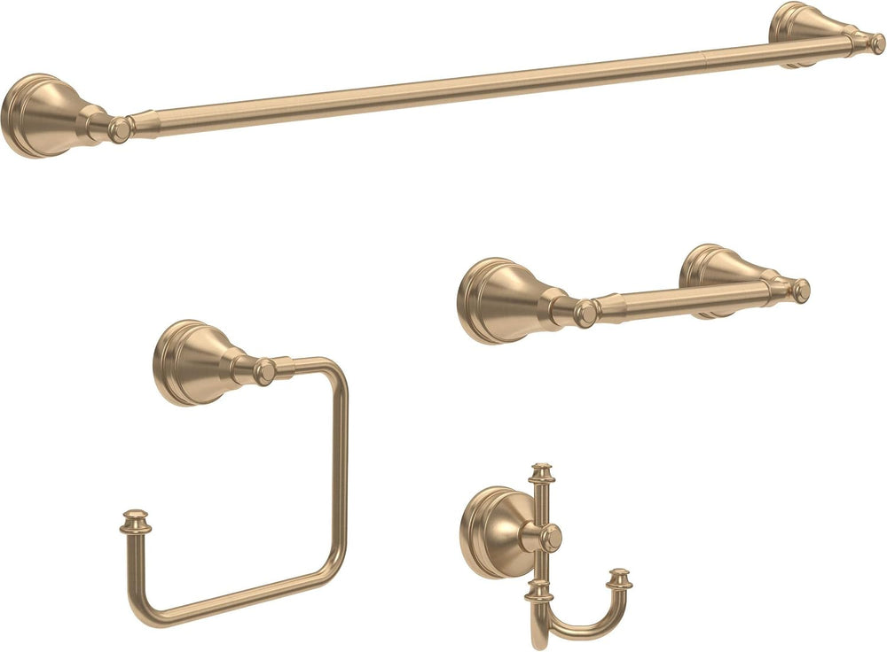 Delta Mylan 4-Piece Bathroom Set Champagne Bronze 18" Towel Rack, Toilet...