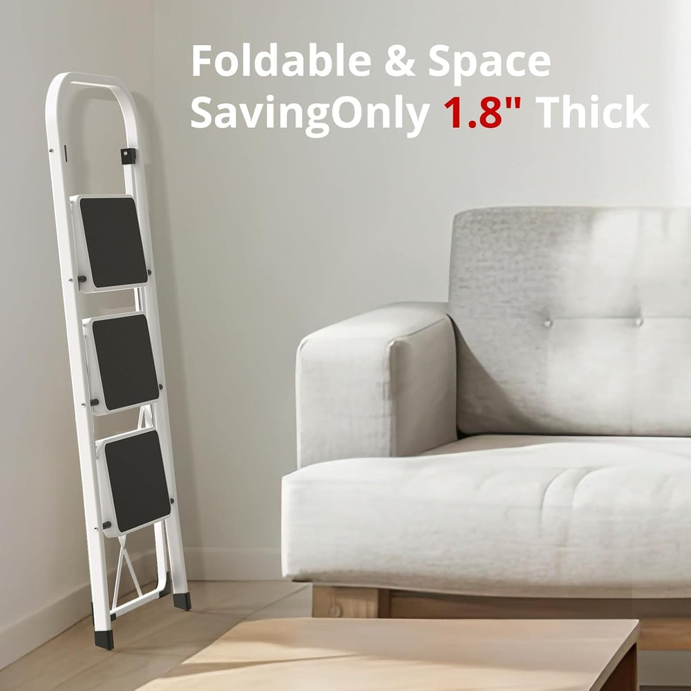 HBTower 3 Step Ladder, Folding Step Stool for Adults