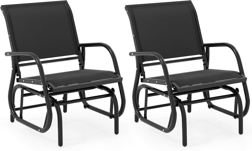 GIANTEX Outdoor Glider Chairs 2 Pack, Smooth Patio Gliding Chairs