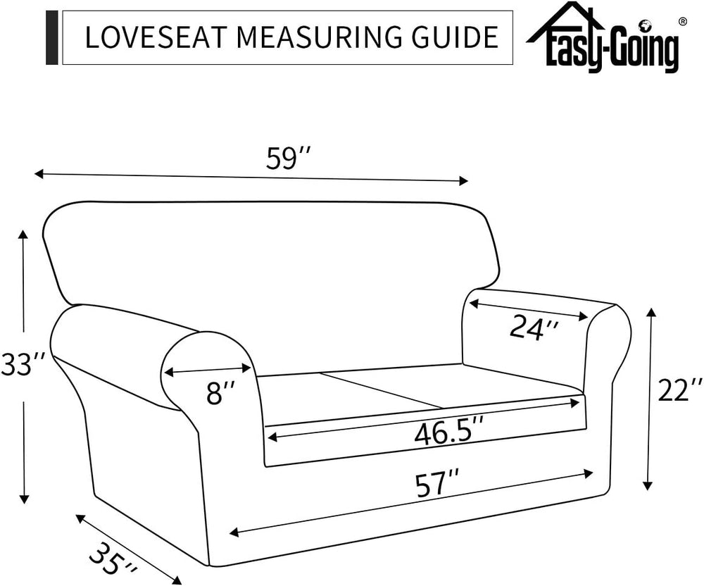 Easy-Going 2 Pieces Stretch Loveseat Couch Sofa Slipcover Washable