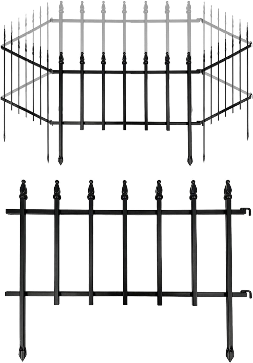 5-Pack Garden Border Fence, 23" W x 17" H, Black