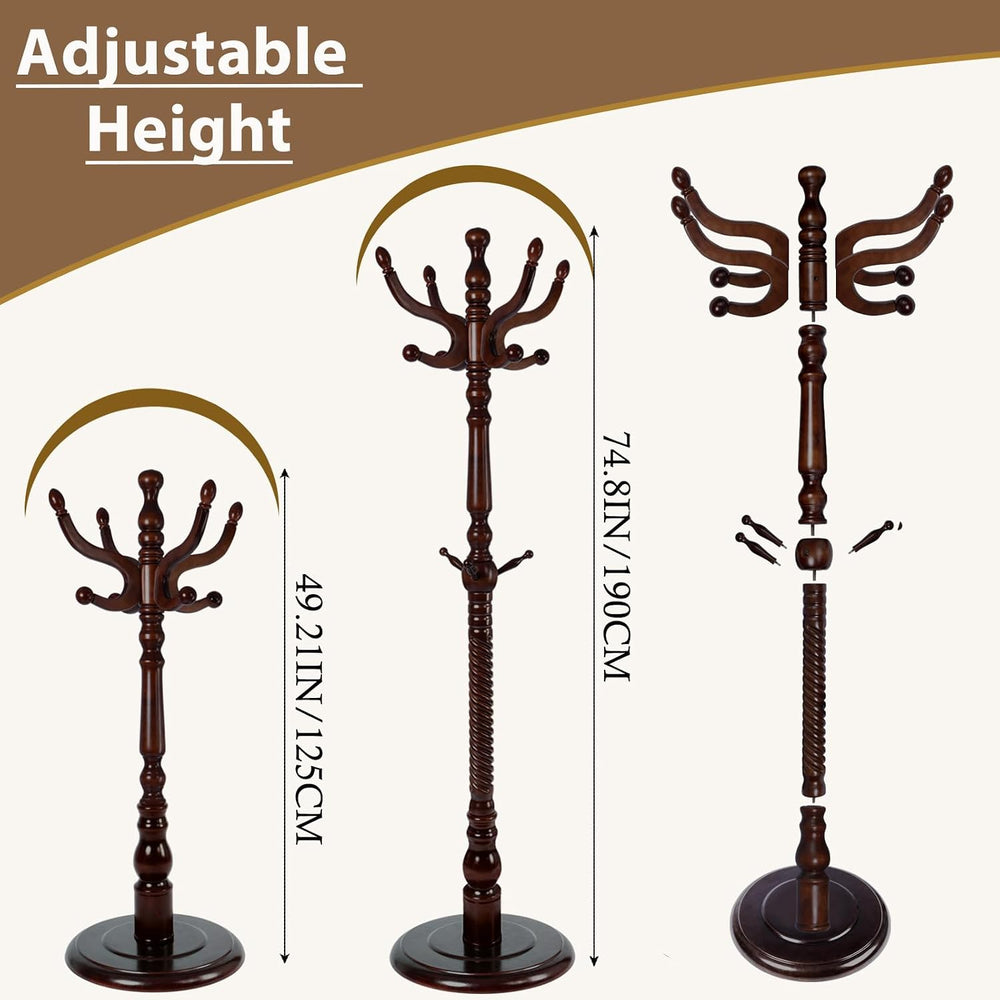 Solid Wooden Coat Rack Stand, Coat Racks Freestanding with 11 Hooks, Natural ...