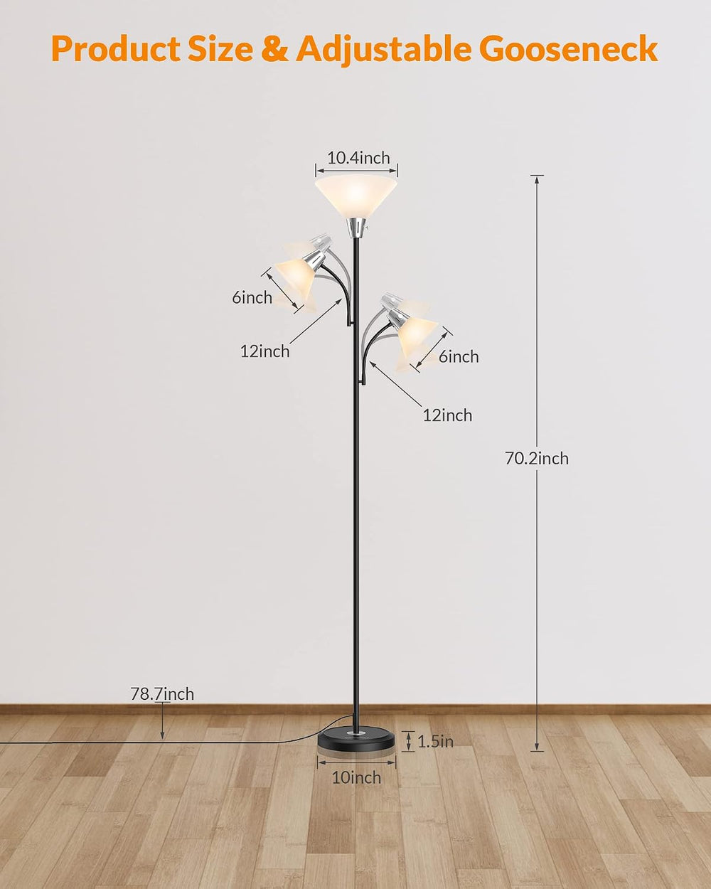 LEPOWER Floor Lamp, Bright Standing Lamp with Replaceable 3000K LED Lights
