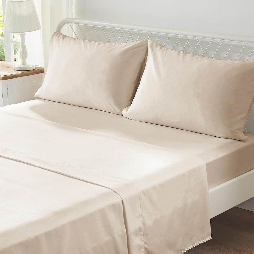 Zzlpp King Size Comforter Set 7 Piece, Beige Bed in a Bag King Bedding Sets