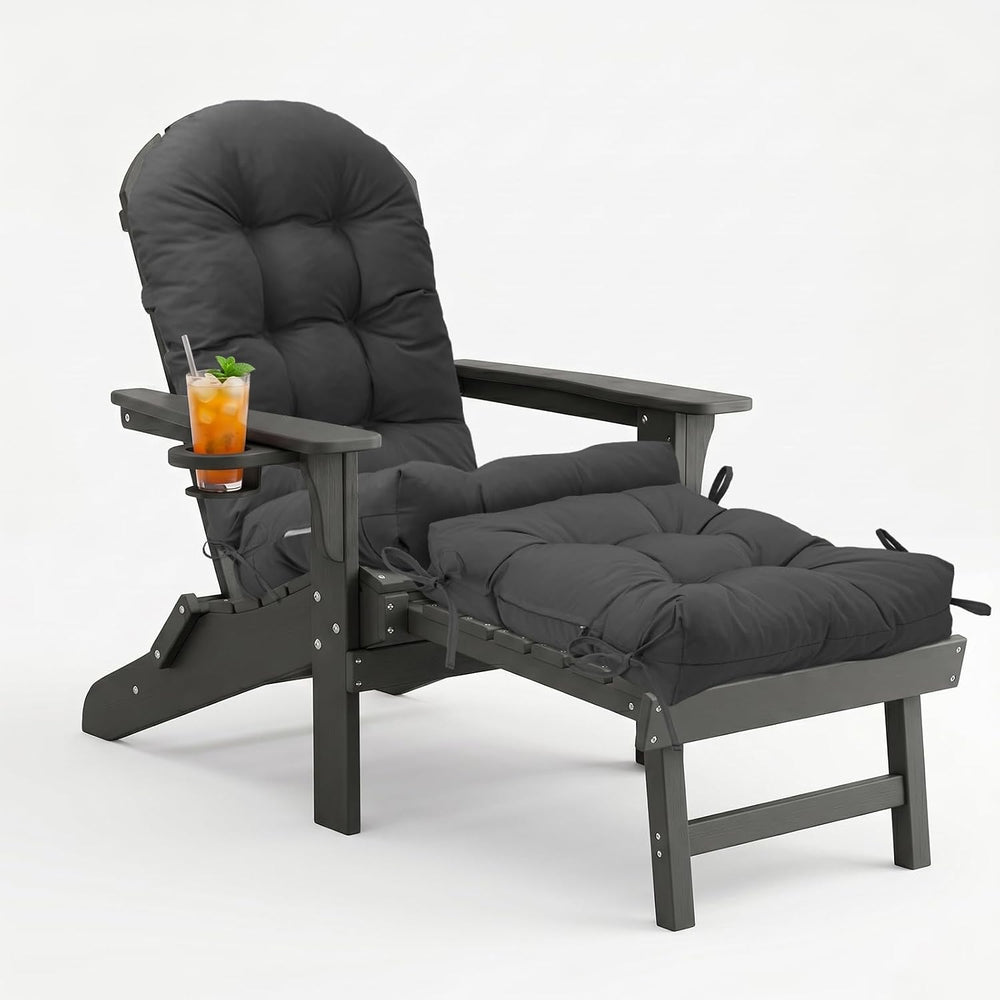 Rocking Chair Cushion Set with Ottoman Pad 4-in Thick, Dark Grey