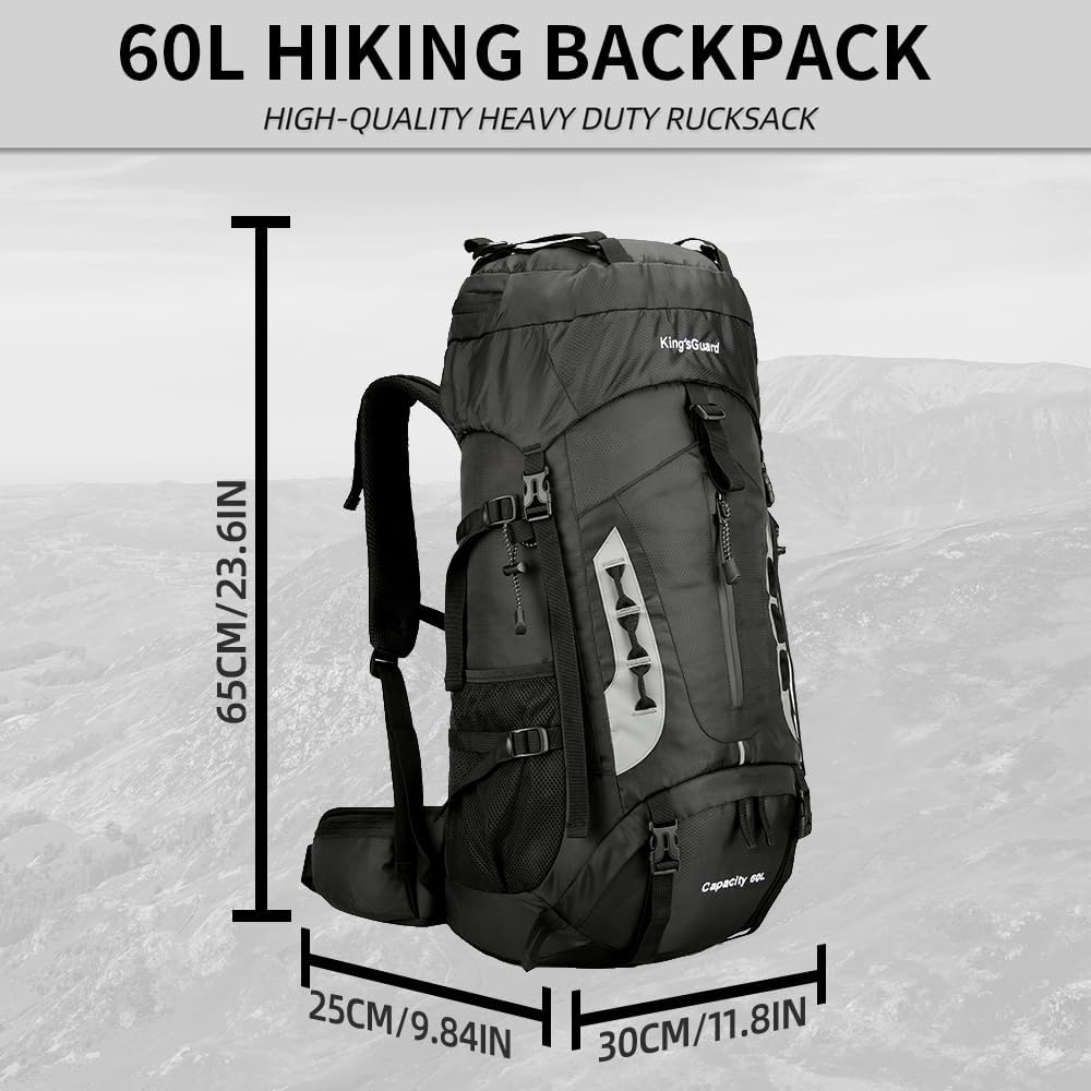 King'sGuard 60L Hiking Backpack for Men and Women Lightweight Camping Hik...