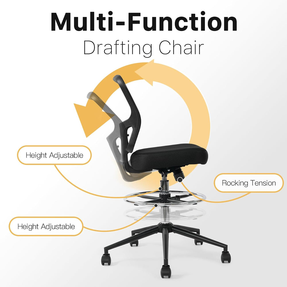 Armless Office Desk Chair Height Adjustable, Ergonomic High Back Mesh Task Ch...