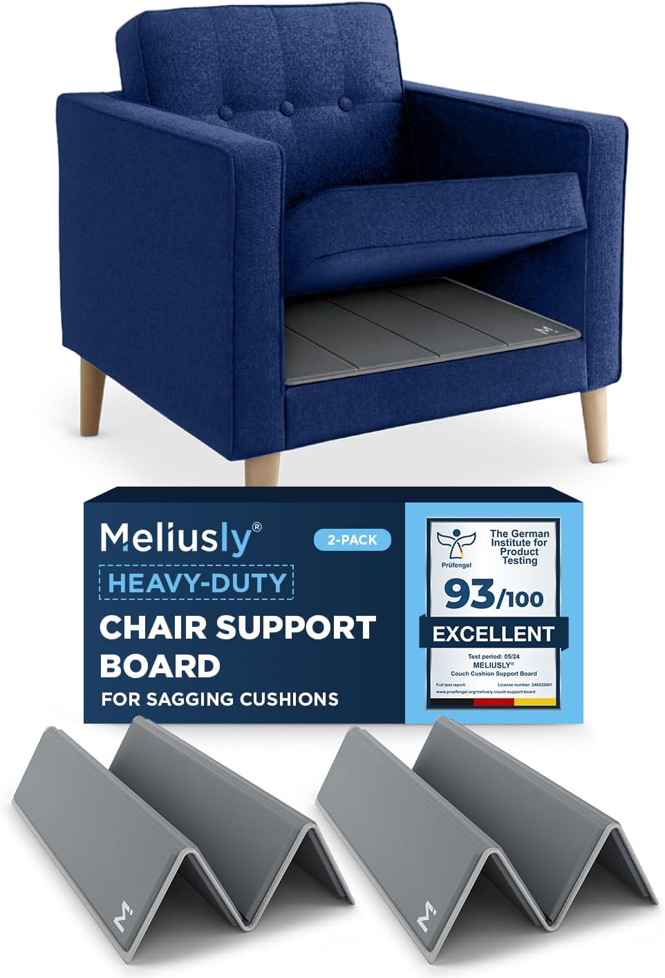 Meliusly Chair Cushion Support Board for Sagging Seat (17x22) 2-Pack