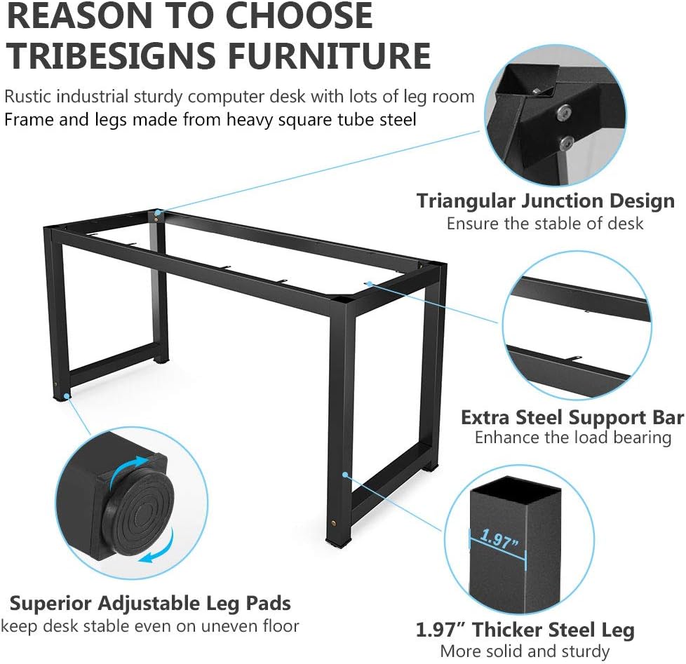 Tribesigns Modern Simple Computer Desk, 47 inch Vintage Office Desk Computer ...