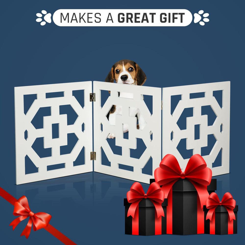 Freestanding Dog Gate Expandable Decorative Wooden Fence for Small to Medium ...