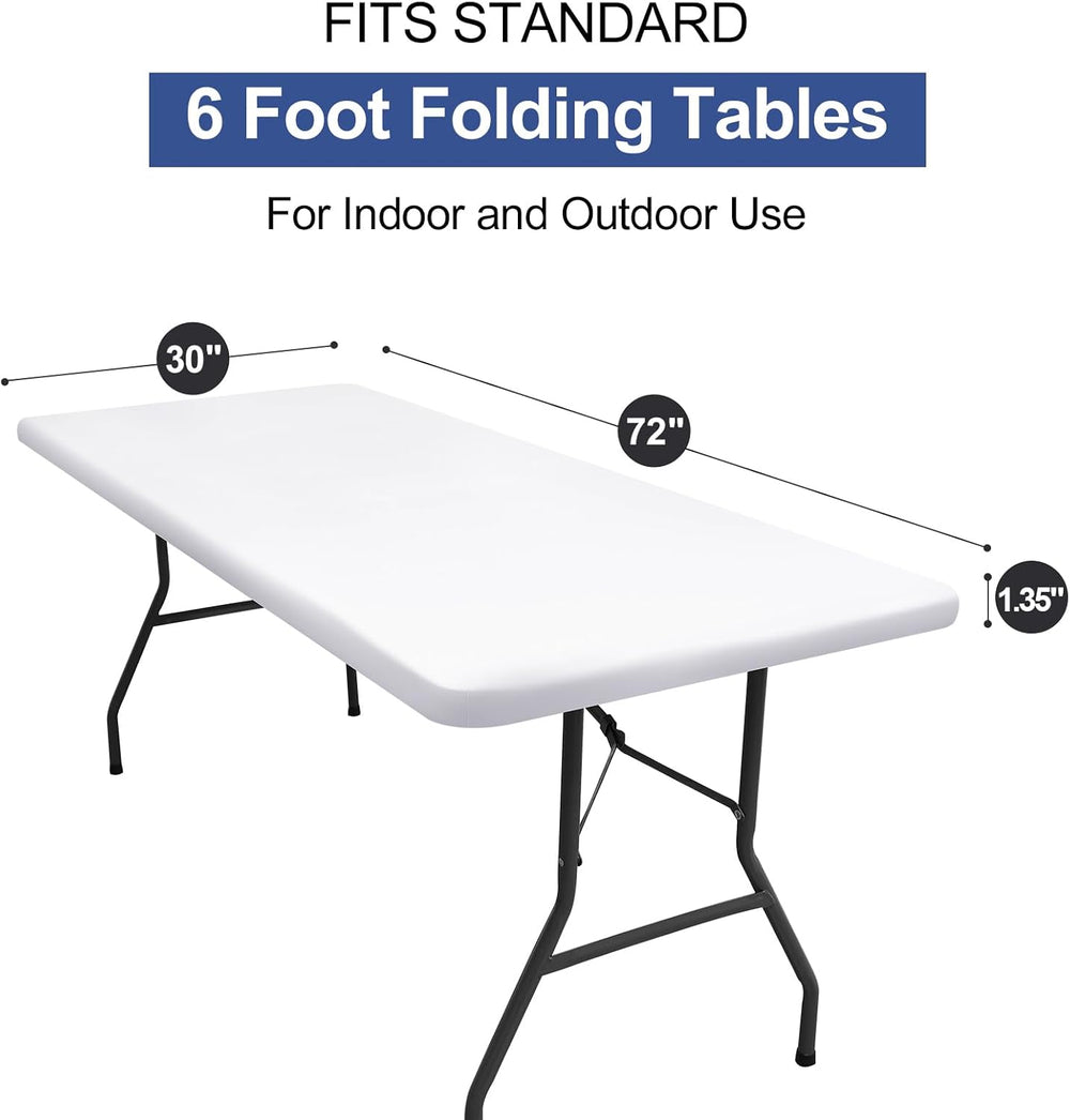 homing 4 Packs 6 Foot Rectangle White Elastic Fitted Table Cloth