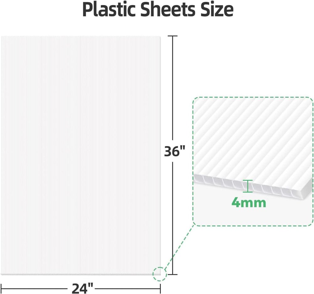 24x36 Inch Corrugated Plastic Board, 4 Pack White Poster Board,