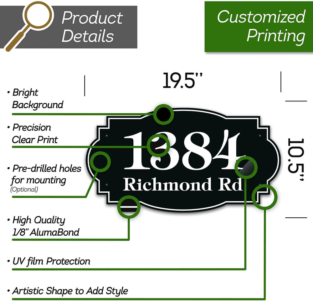 House Address Sign, House Address Plaque, Indoor/Outdoor Use, 11x20 Inch, 22 ...