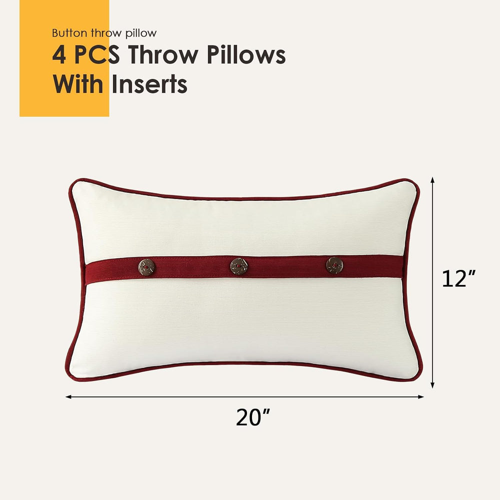 Outdoor Sunbrella Decorative Pillows with Triple Coconut Buttons Pack of 4, 2...