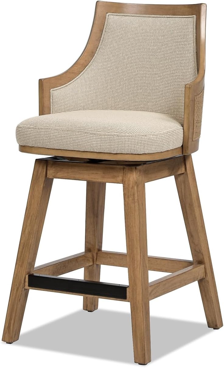 Jennifer Taylor Home Bahama 26" Cane Rattan High-Back Swivel Counter Sto...