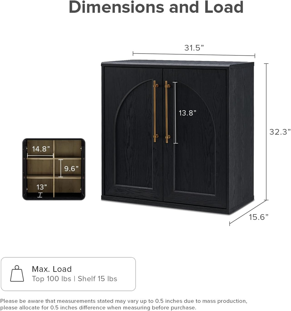 mopio Blake Storage Cabinet, Pantry, Sideboard (Black Oak, Single, Arched)