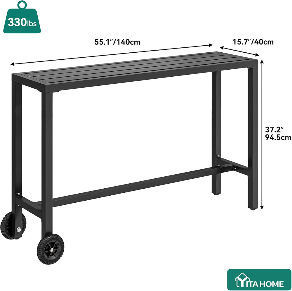 YITAHOME 55" Outdoor Bar Table with Wheels