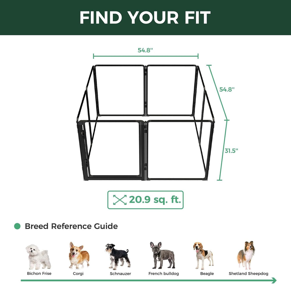 FXW AuraSpace Pro Clear Acrylic Indoor Dog Playpen, 32" H, 8 Panels