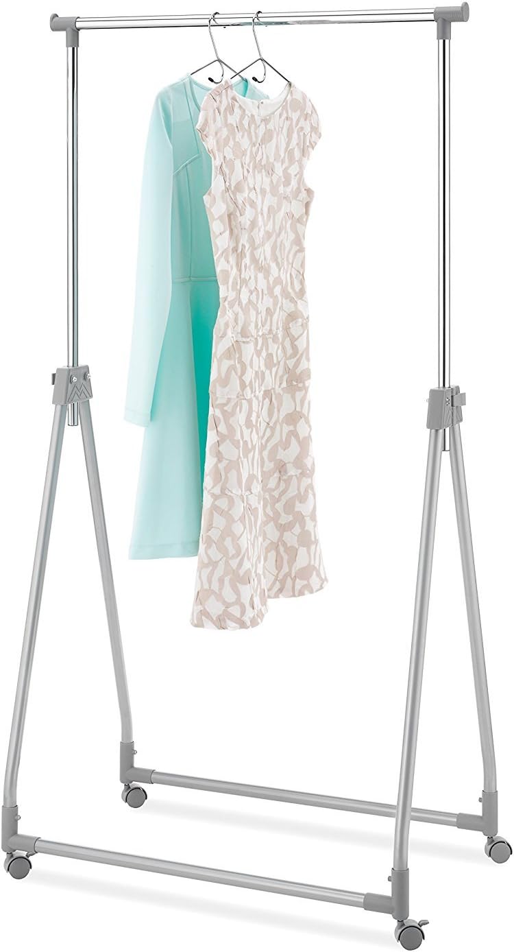 Whitmor Foldable Garment Rack - Rolling Clothes Rack - Adjustable Height - Si...
