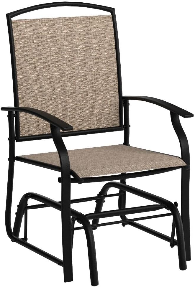 GIANTEX Outdoor Glider Chair W/Sturdy Metal Frame & Breathable Mesh Fabri...