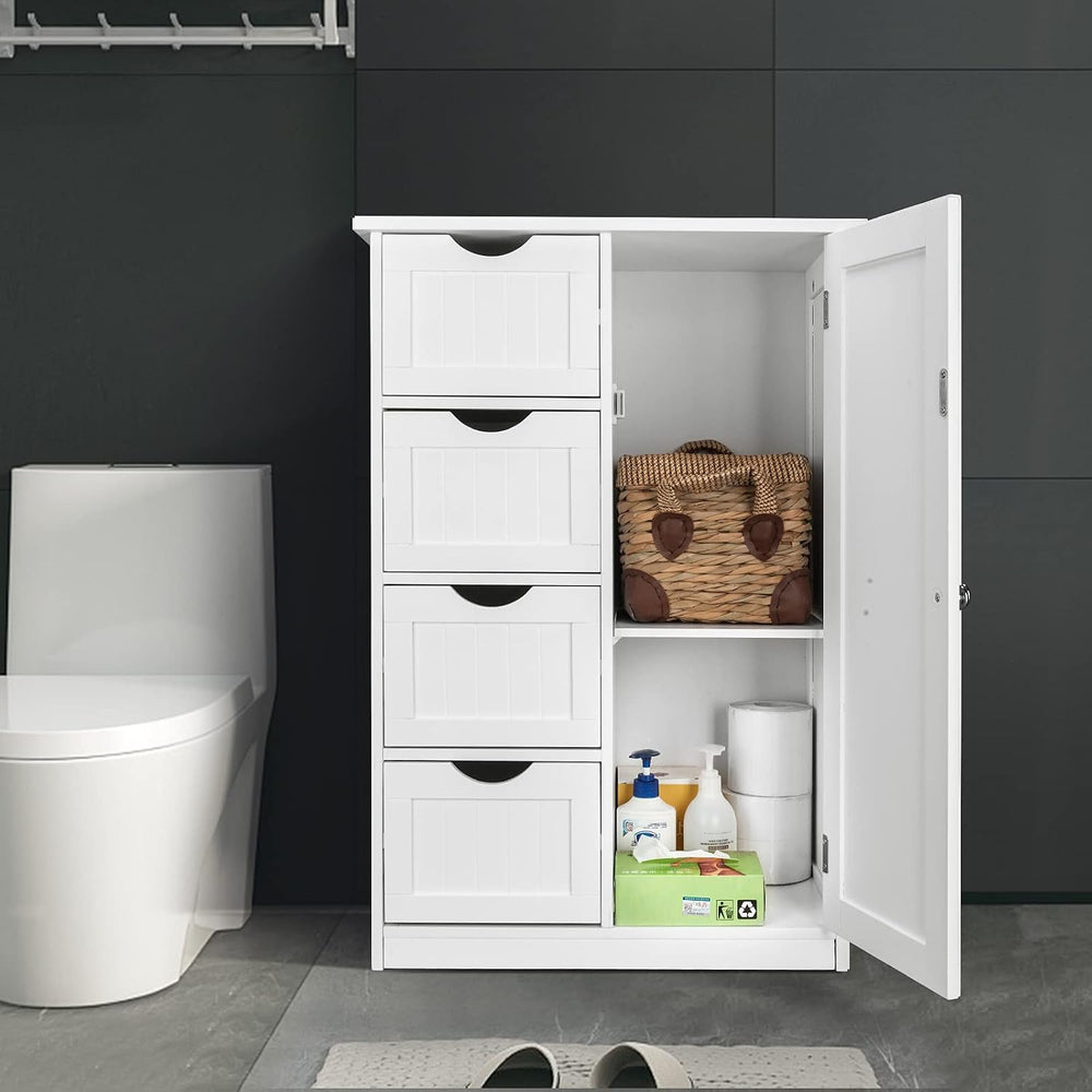 Bonnlo Small Storage Cabinet Wooden Bathroom Floor Cabinet Small Space Furnit...