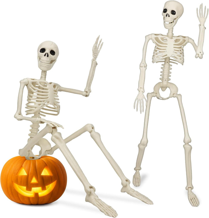 2 Pack 36'' Skeletons Halloween Decorations Outdoor: 3 FT Posable Skeletons