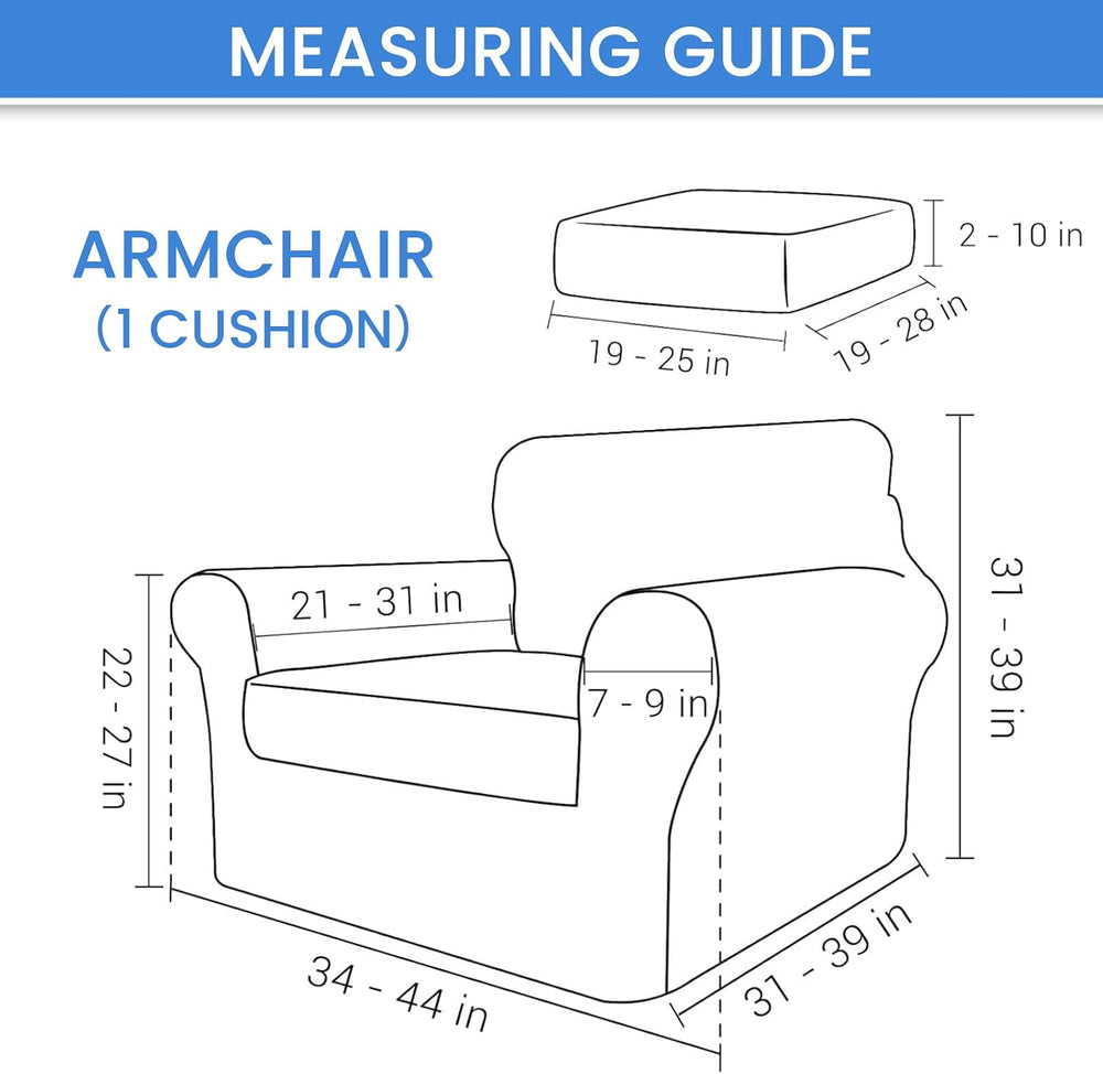 2 Piece Stretch Chair Covers Armchair, Chair 31"-46"