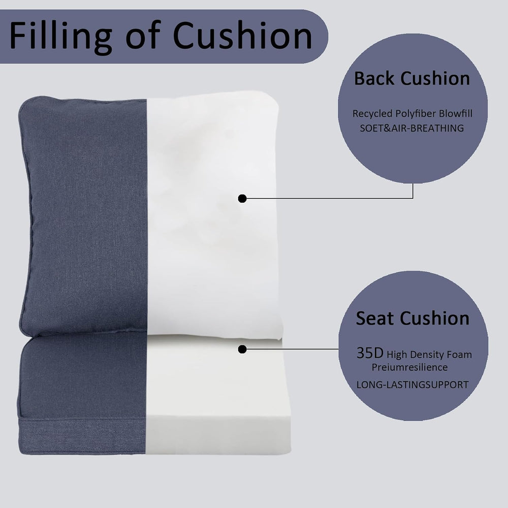 COZYVIDA Outdoor Patio Cushion Set, 20.5x21.5x3.5 Inch, Sky Blue