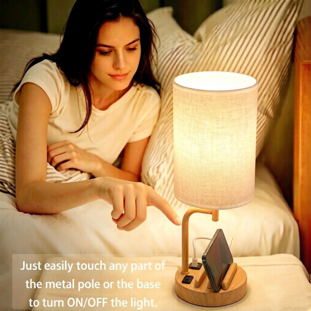 Dreamholder Touch Control USB Table Lamp with USB C/A & AC Outlet, 3-Way ...