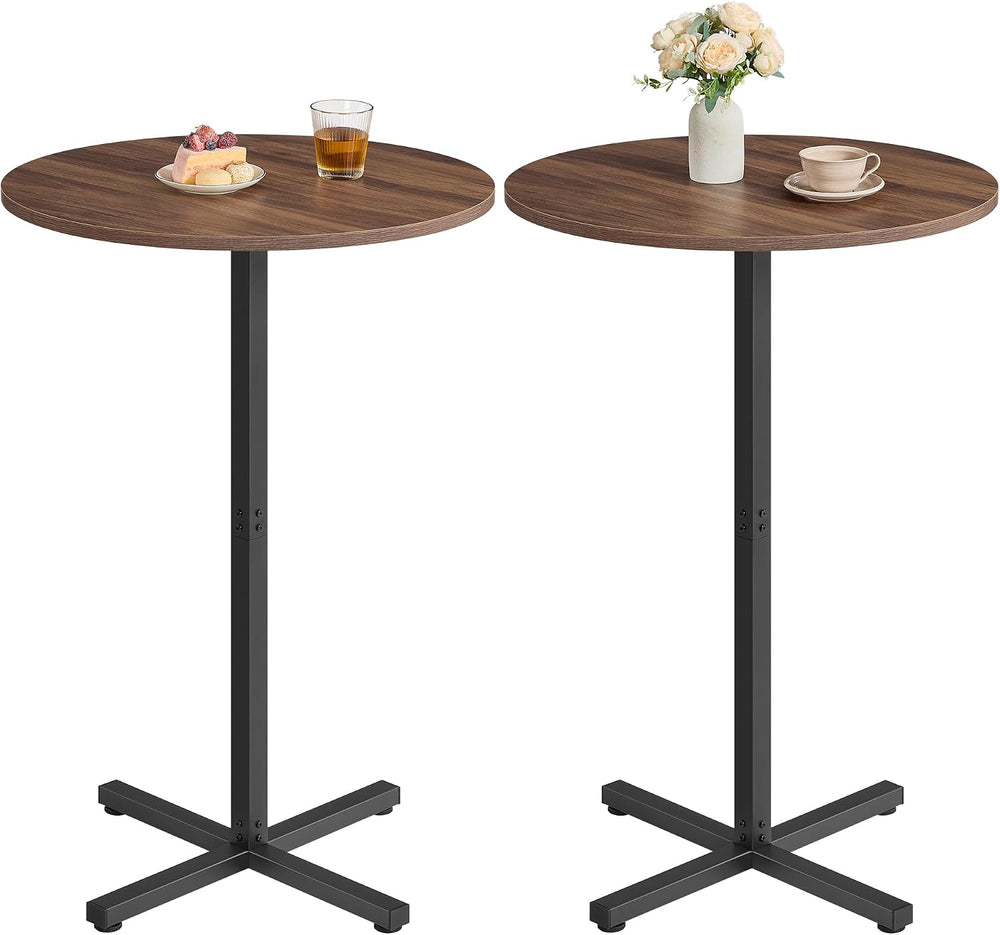 VASAGLE Round Cocktail Table, Set of 2, with Metal Frame and Cross Base
