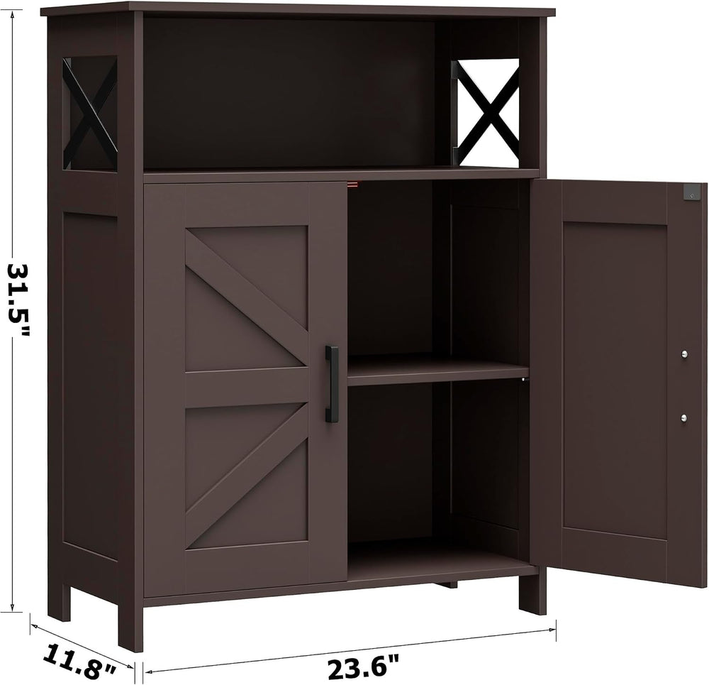 Homhedy Farmhouse Bathroom Storage Cabinet with Doors, Small Floor Cabinet