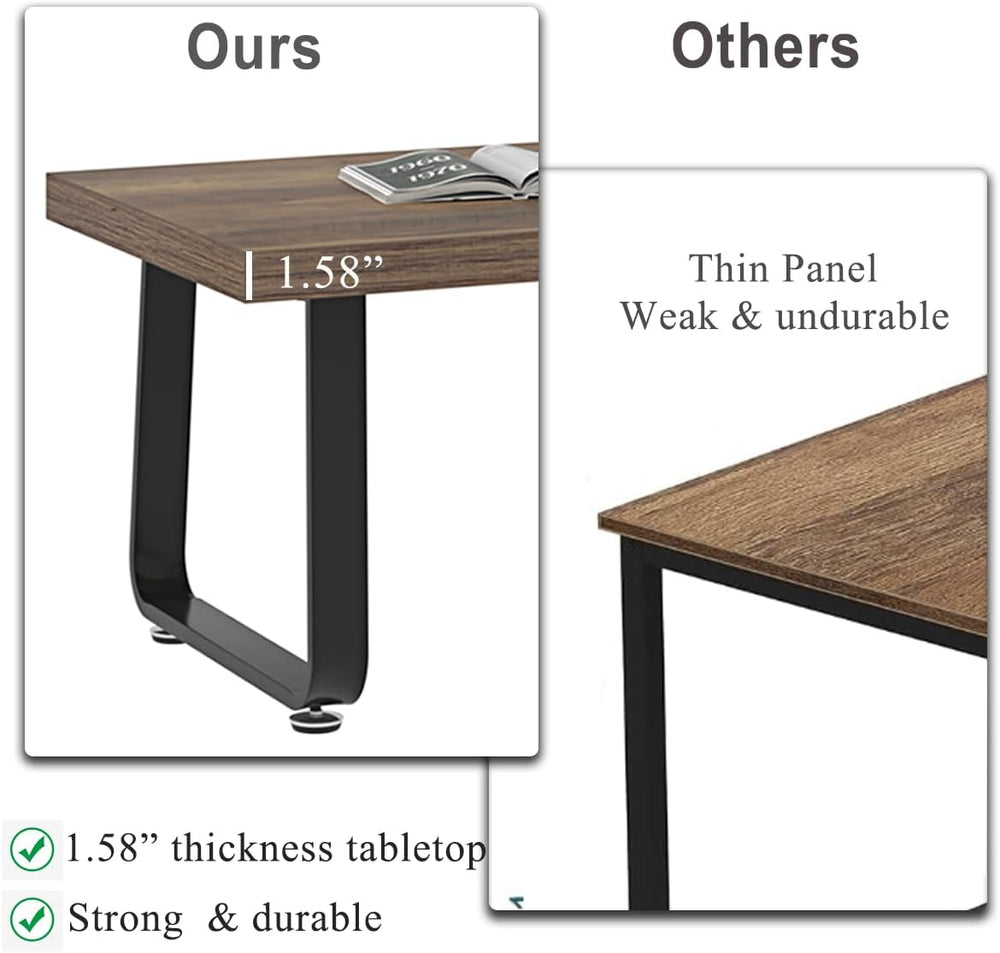 HSH 47" Wood Rectangle Coffee Table for Living Room, Rustic Oak