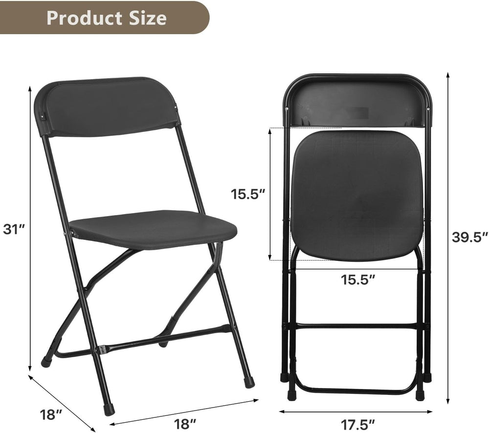 OS MOTOR Portable Heavy Duty Folding Chairs 10 Pack, Black