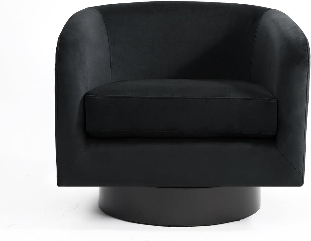 Swivel Barrel Accent Chair, Velvet Upholstered Armchair, Black