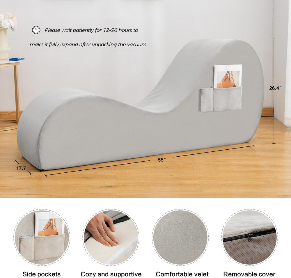 Yoga Chaise Lounge Chair, Velet Yoga Lounge Chair for Stretching Relaxation w...