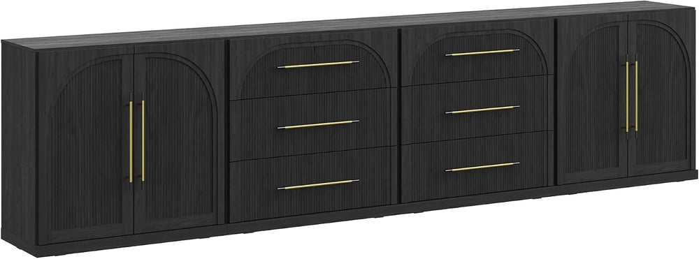 BELLEZE Jagger 4-Piece Modular Sideboard Buffet Cabinet - Ebony