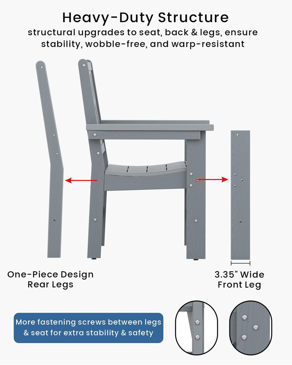 5-Piece Outdoor Dining Set, HDPE All-Weather Patio Table and Chairs Set for 4...