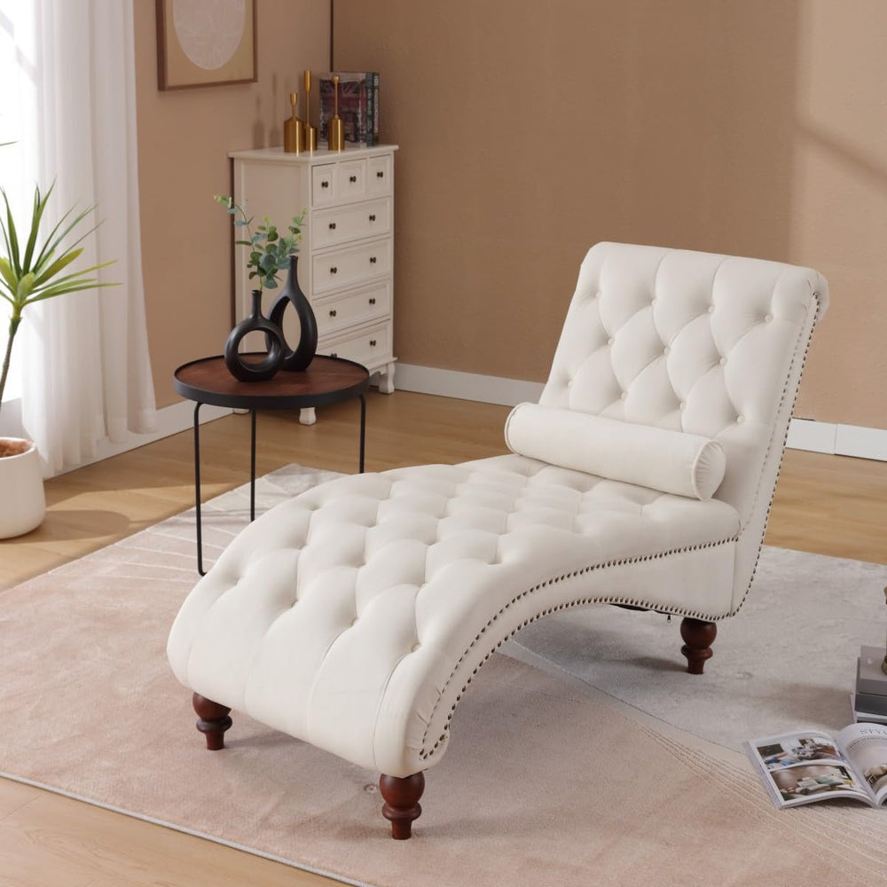 Chaise Lounge Chair Indoor, Button-Tufted Bedroom Lounge Chair