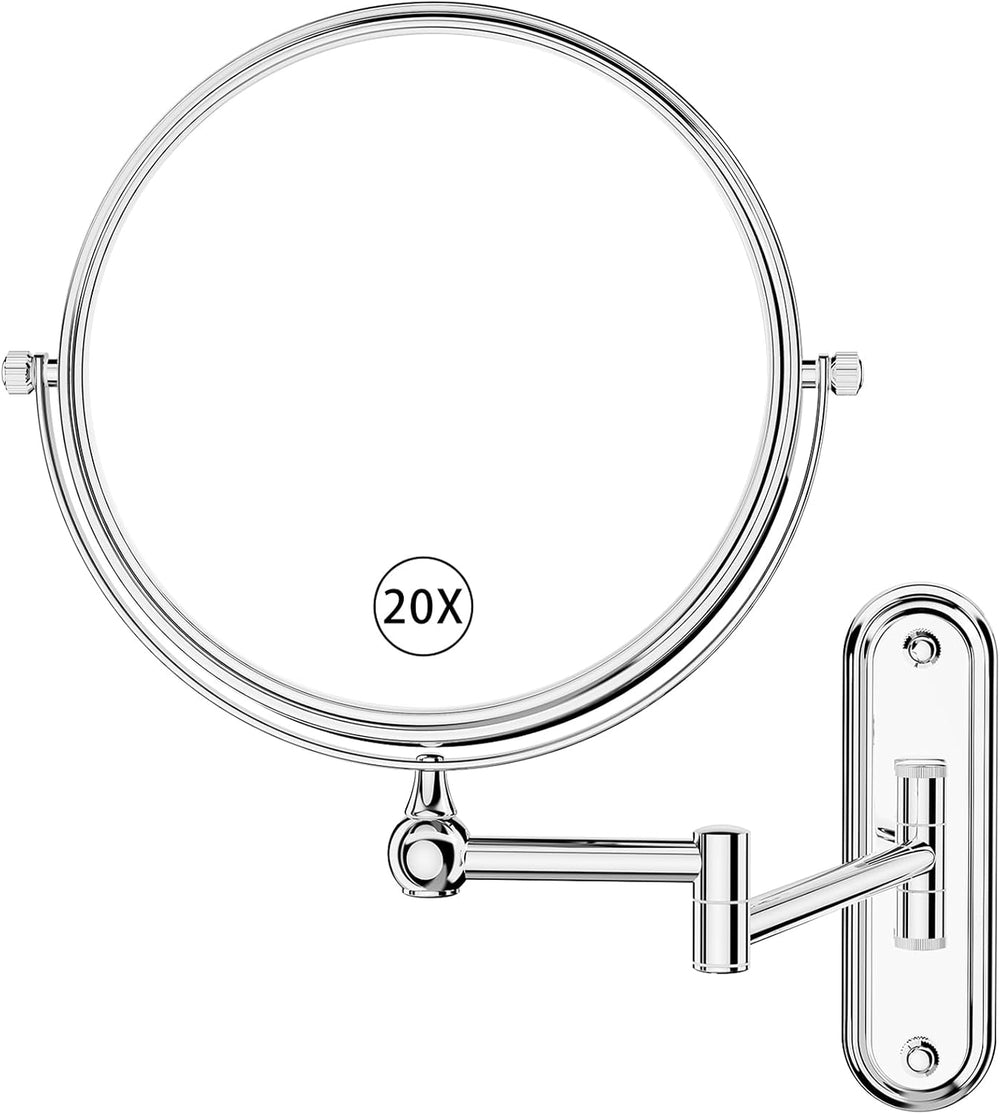 GURUN 8" Inch Magnifying Makeup Mirror Wall Mounted for Bathroom Chrome 20x