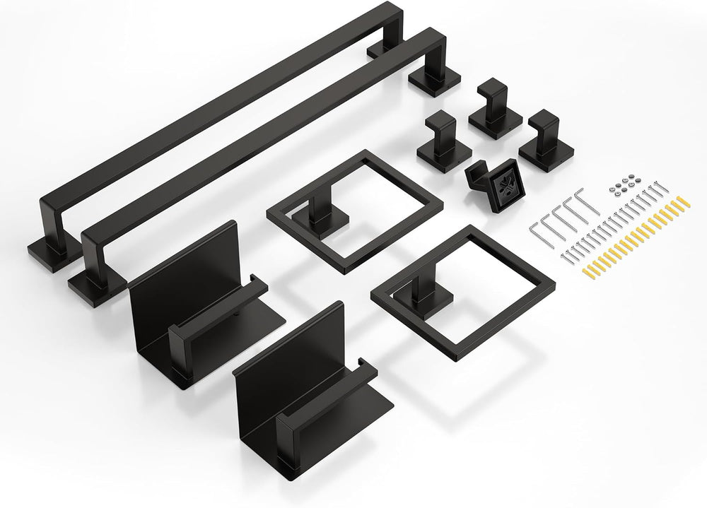 10-Piece 23.6 Inch Matte Black Bathroom Hardware Accessories Set
