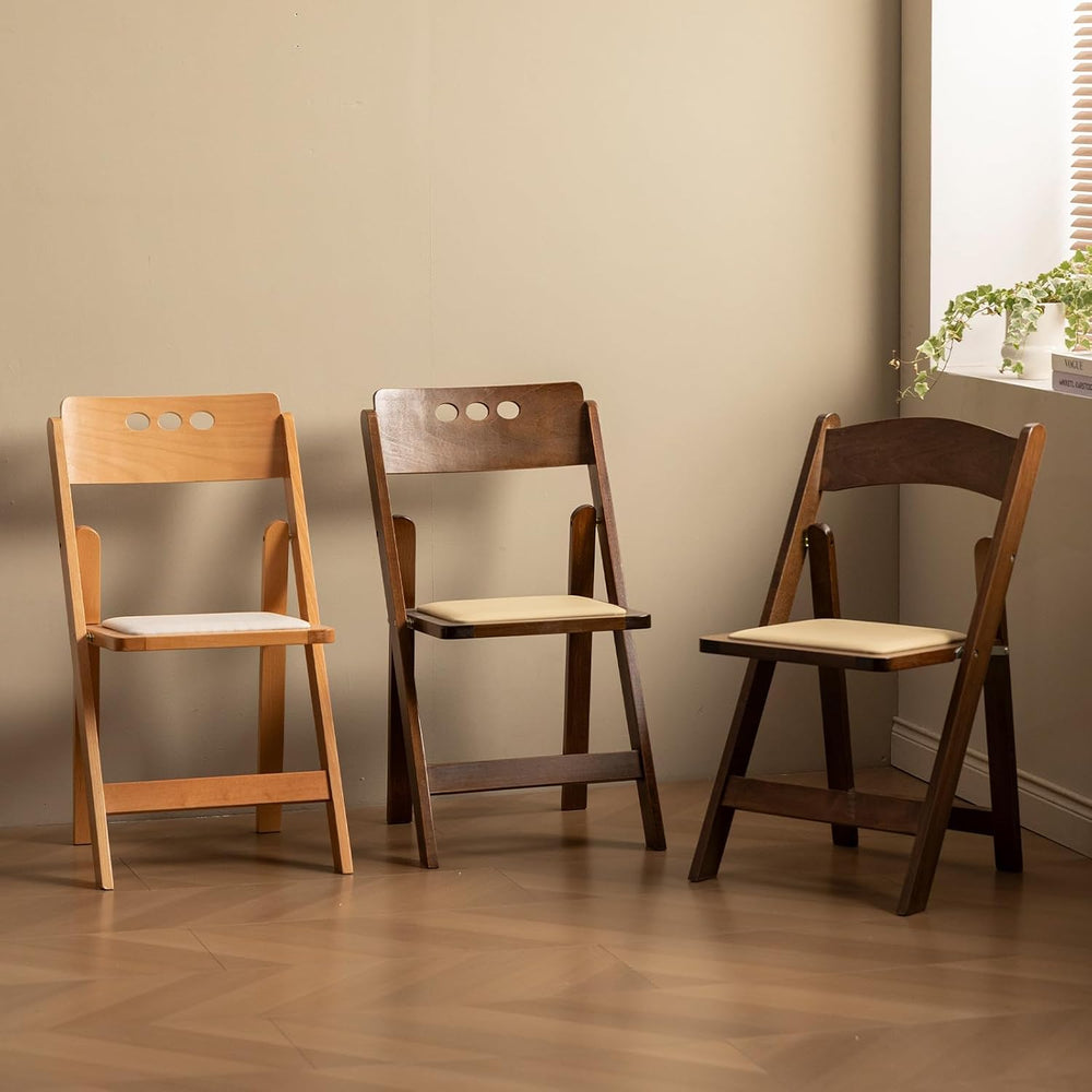 4 Pack Series Fruitwood Wood Folding Chair with Soft Leather Cushion Suitable...
