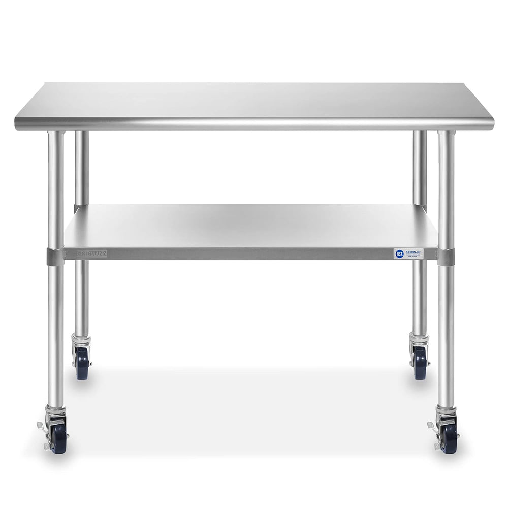 GRIDMANN NSF Stainless Steel Work & Prep Table 48 x 30 Inches with Caster...