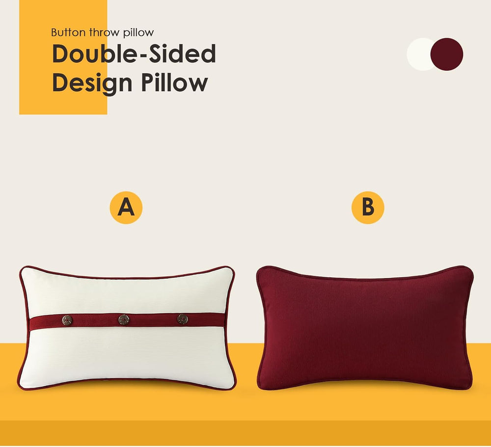 Outdoor Sunbrella Decorative Pillows with Triple Coconut Buttons Pack of 4, 2...