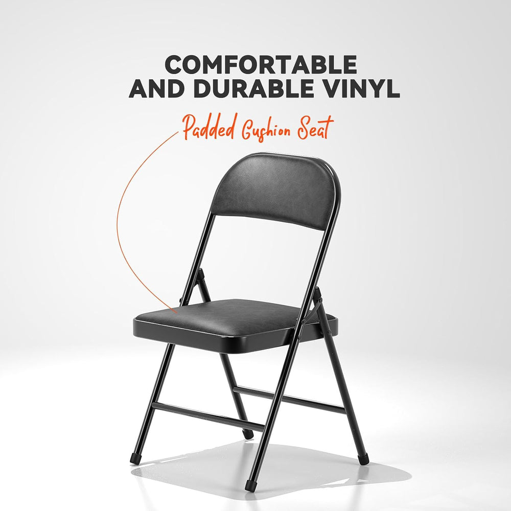 Nazhura 8 Pack Folding Chairs with Padded Vinyl Cushion Chairs with Comfortab...