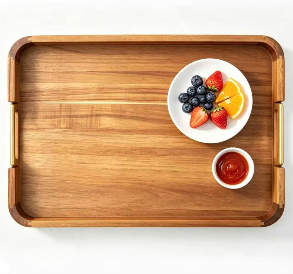 Wooden Serving Tray with Handles Wood Tray for Sevring 16.7-inch Acacia Food ...