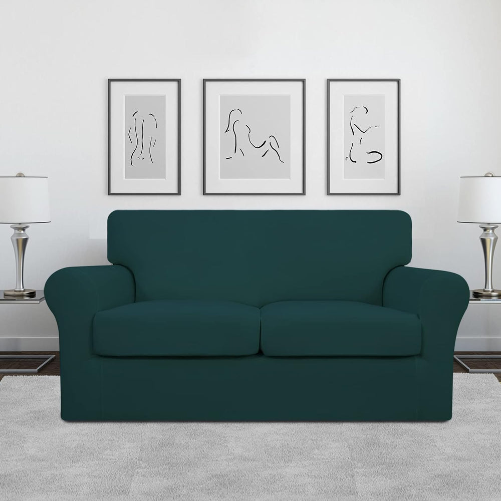 Easy-Going 3 Pieces Stretch Loveseat Couch Cover for 2 Cushion Washable