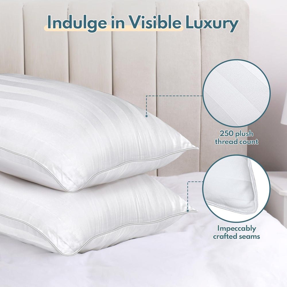 DIORIS Pillows Queen Size Set of 2 - Soft Bed Pillow for Sleeping Fluffy