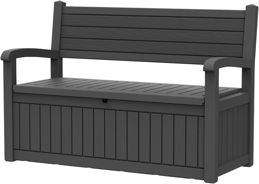 80 Gallon Outdoor Storage Bench, Lockable for Patio Furniture, Black